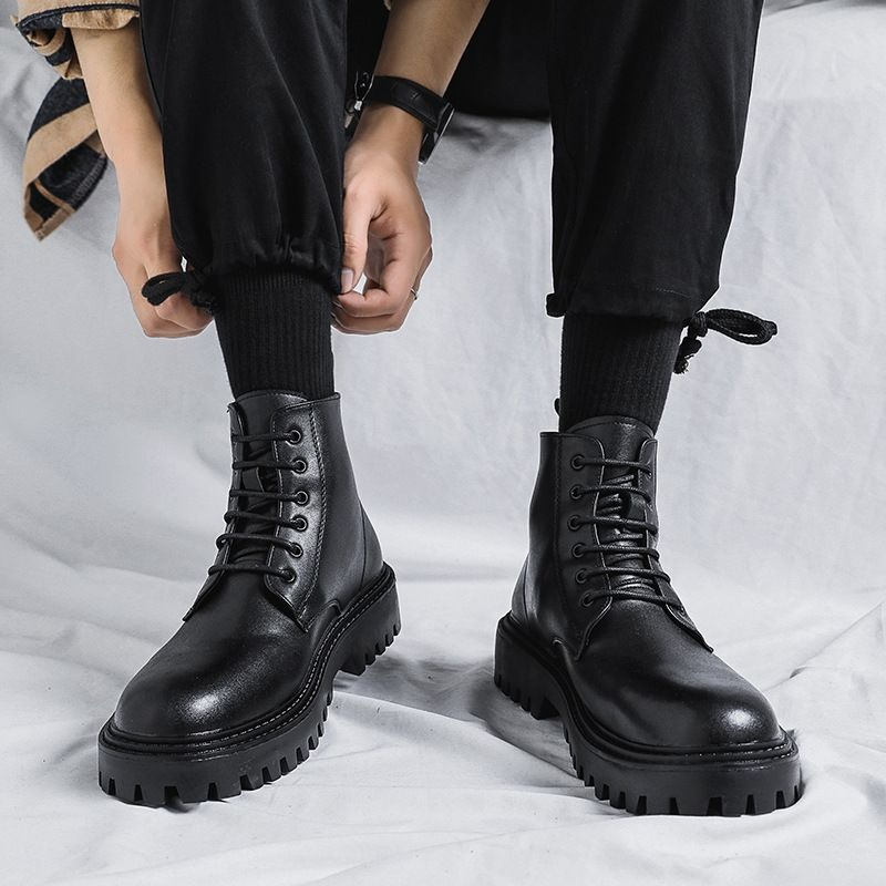 Men'S Shoes Height Increase - Męskie wysokie skórzane buty w stylu
