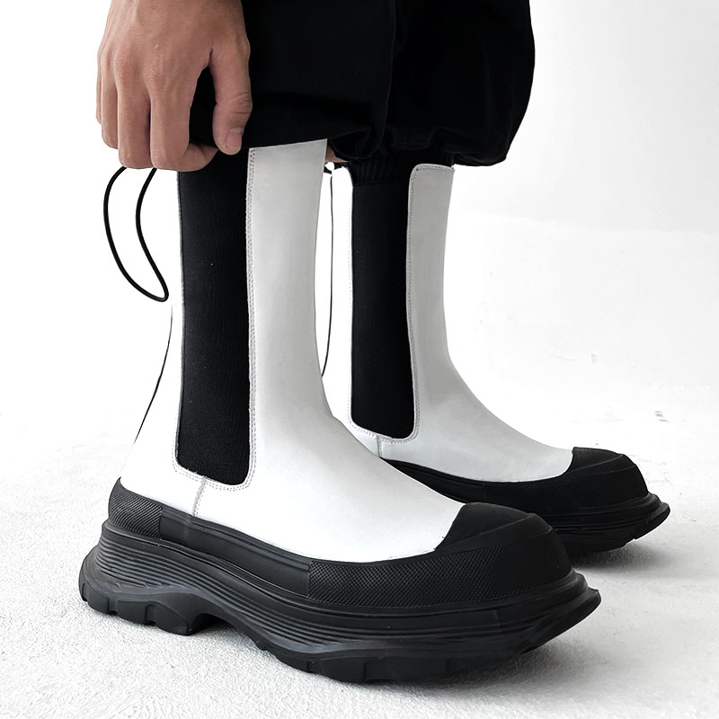 Men'S Shoes Black And White - Męskie buty na platformie do klubu