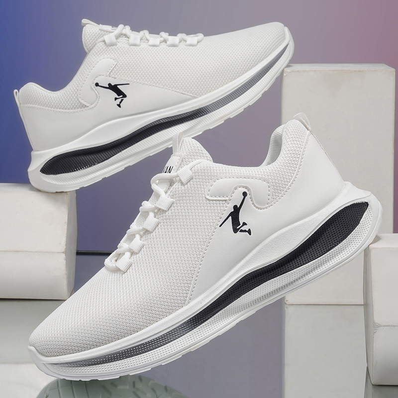 Men'S Shoes Black And White - Męskie buty do biegania, lekkie, amortyzowane,
