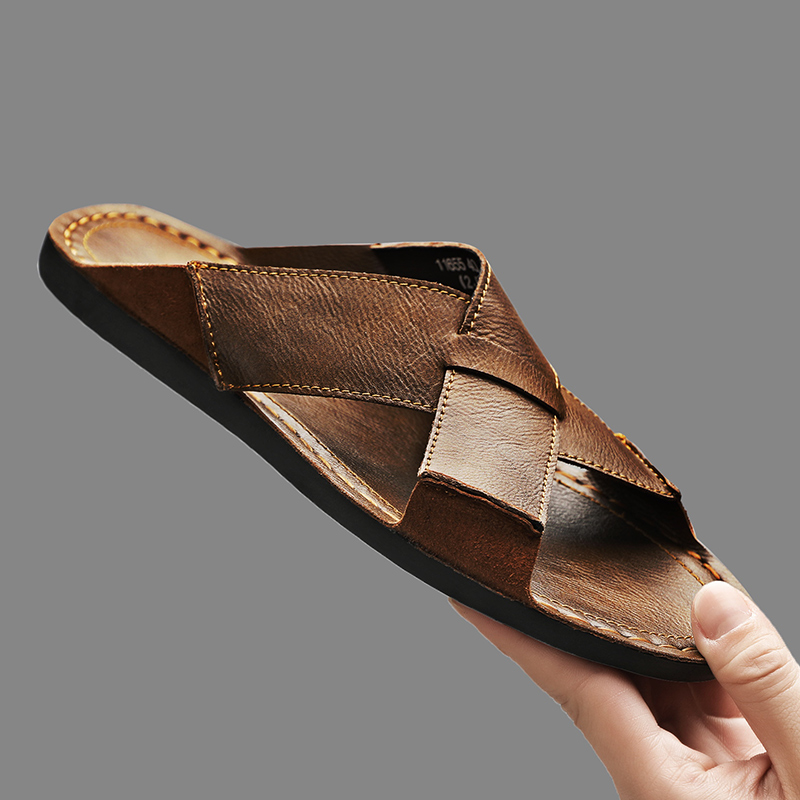 Men'S Shoes Hugo Boss - Męskie klapki ze skóry naturalnej, letnie