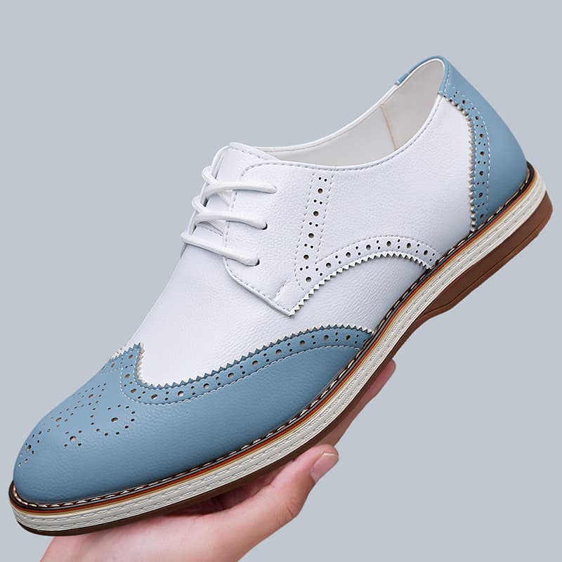Men'S Shoes Hugo Boss - Męskie biało-niebieskie dwukolorowe buty typu brogue