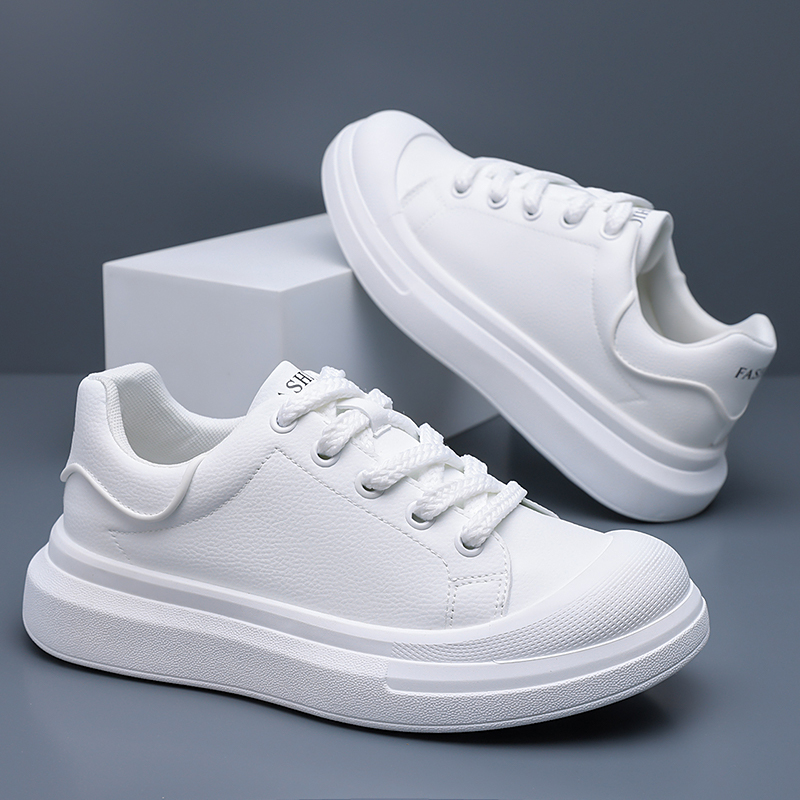 Boat Shoe Leather - Męskie białe skórzane buty na platformie,