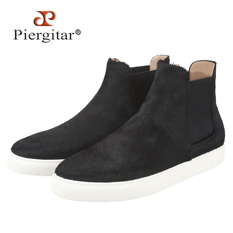 Men'S Shoes Black And White - Piergitar Winter Styles Czarne męskie buty