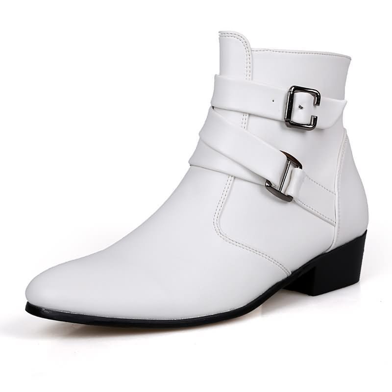 Men'S Shoes Black And White - Luksusowe buty męskie Skórzane buty Chelsea