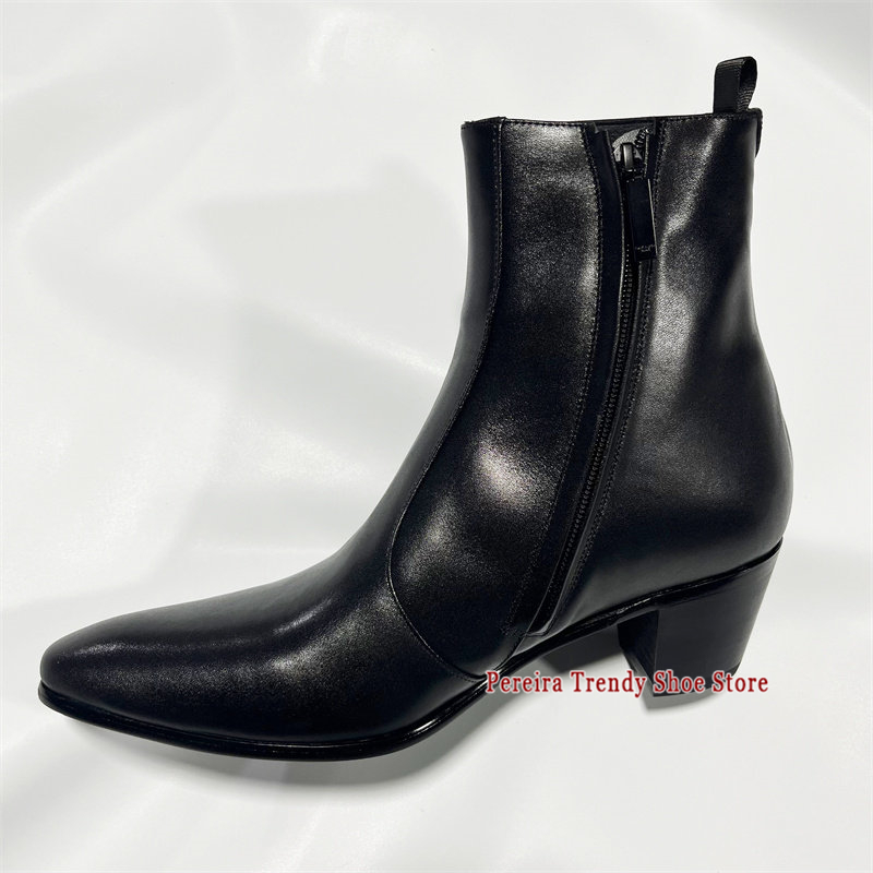 Men'S Shoes Black And White - Botki Chelsea w stylu brytyjskim ze