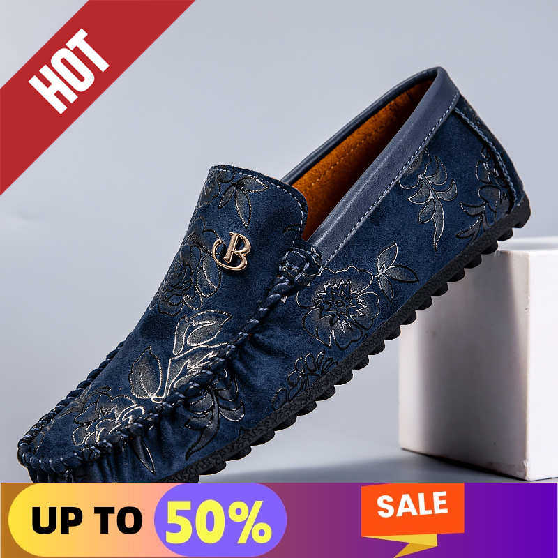 Boat Shoe Leather - Męskie skórzane mokasyny rekreacyjne, wsuwane, miękkie,