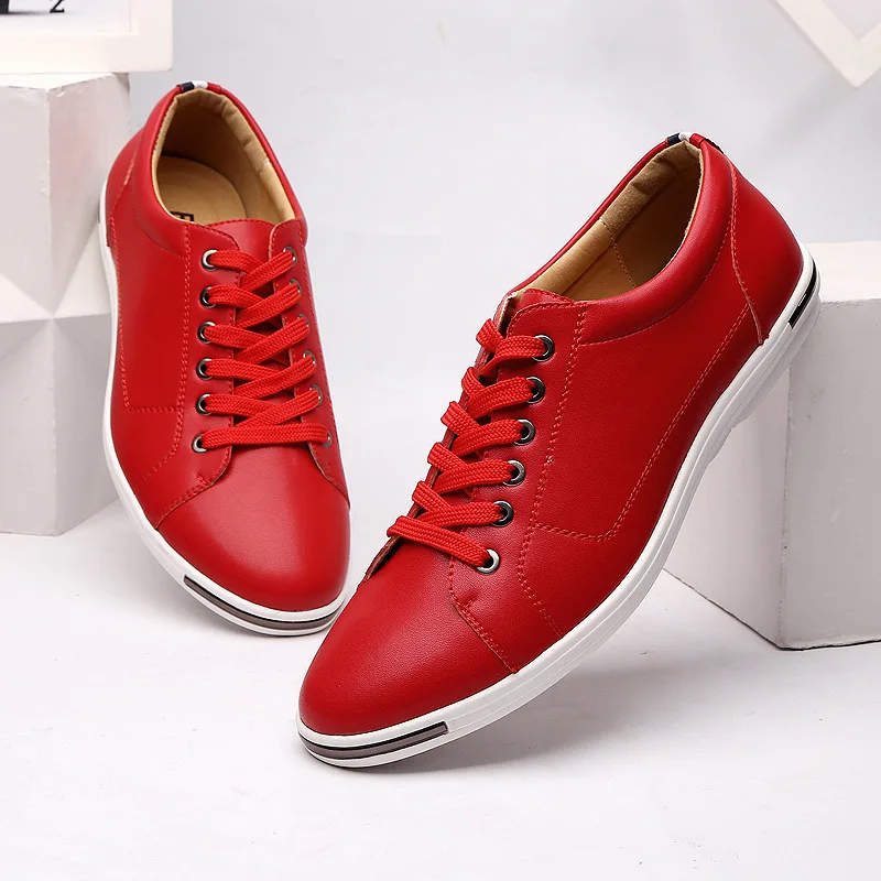 Boat Shoe Leather - Męskie rozmiary 38-48 Casual Oddychające białe