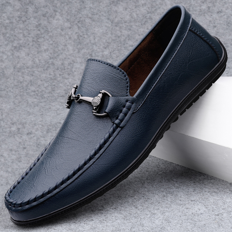 Boat Shoe Leather - Nowe Czarne Męskie Loafersy Oddychające Miękkie